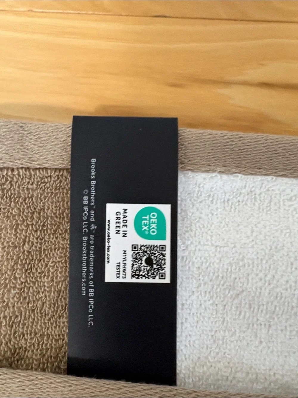 Brooks Brothers Oversized Striped Tan and White Plush Beach/Pool Towel